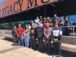 Students Stand outside legacy museum